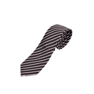 Corbata Rayas Diagonales Punta Ancha Negro Beige Blanco