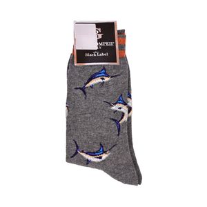 Media Gris Y Naranja Con Diseño De Pez Espada Hombre Gino Pompei