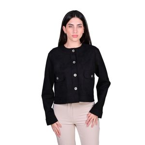 Campera Corta Cuello Redondo Negra Mujer L’exclusif