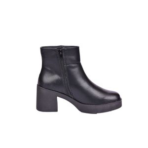 Bota Con Cierre Taco Grueso 7cm Plataforma Negro Mujer Tiare
