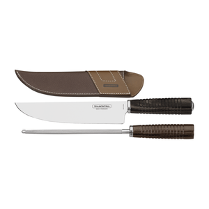 Juego Chuchillo Y Afilador Churrasco Roble