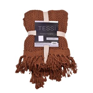 Manta Pie De Cama Tejida Atacama 80x250 Centímetros Marrón Divina Home