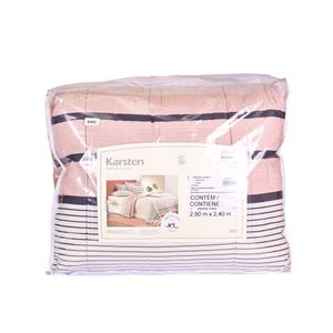 Edredón Lenine Rayado Rosa Con Azul King Karsten