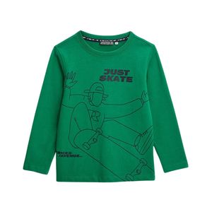 Remera Manga Larga Estampada Skate Verde Niño Original Marines