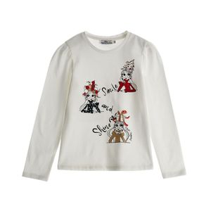 Remera Manga Larga Estampada Smile And Shine Blanco Niña Original Marines