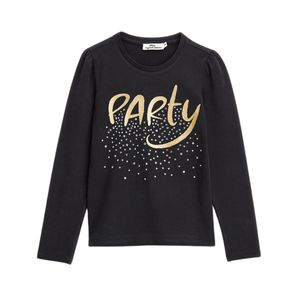 Remera Manga Larga Estampada Party Negro Niña Original Marines