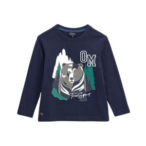 Remera Manga Larga Estampada Diseño Oso Azul Niño Original Marines