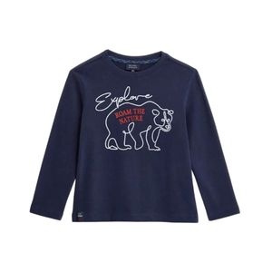 Remera Manga Larga Estampada Diseño Oso Azul Niño Original Marines
