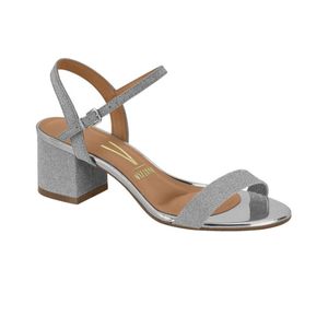 Sandalia Plata Taco Grueso 7 Cm Mujer Vizzano