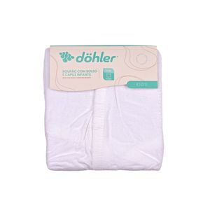 Bata Con Capucha Y Bolso Velour Liso Blanco Infantil Dohler