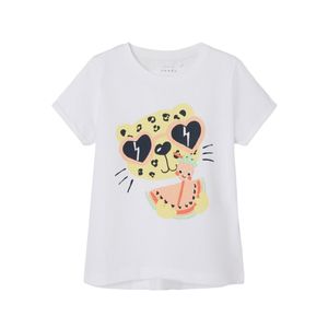 Remera Manga Corta Estampado Leopardo Blanco Para Niña Nameit