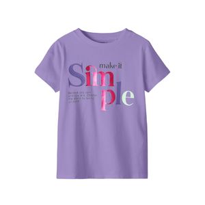 Remera Manga Corta Estampado Tipográfico Lila Para Niña Nameit