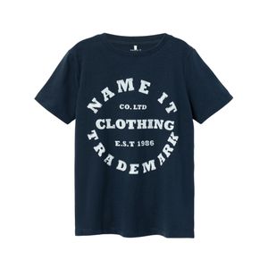 Remera Manga Corta Estampado Emblema Vintage Azul Marino Para Niño Nameit