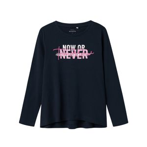 Remera Manga Larga Estilo Casual Azul Marino Niña Nameit