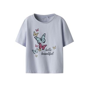 Remera Manga Corta Con Estampado De Mariposa Azul Claro Para Niña Nameit