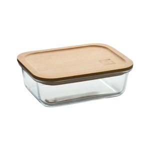 Recipiente De Vidrio Borosilicato Con Tapa De Madera 1 Litro Bergner
