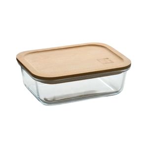 Recipiente De Vidrio Borosilicato Con Tapa De Madera 650 Ml Bergner