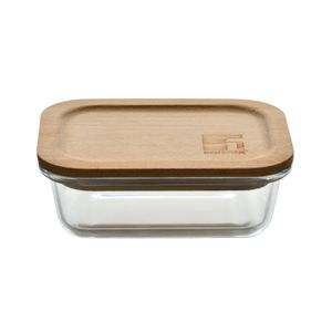Recipiente De Vidrio Borosilicato Con Tapa De Madera 300 Ml Bergner