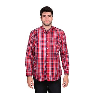 Camisa Manga Larga Roja Cuadro Hombre Oscar De La Renta