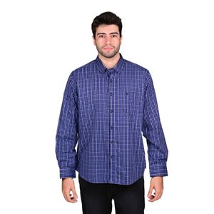 Camisa Manga Larga Azul Cuadro Chico Hombre Ted Lapidus