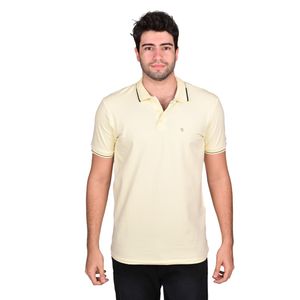 Remera Polo Manga Corta Amarillo Suspiro Gola Puño Detalles Hombre New Green