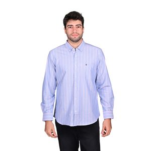 Camisa Manga Larga Celeste Rayas Hombre Ted Lapidus