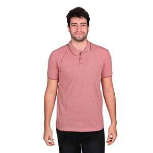 Remera Polo Manga Corta Rojo Melange Seiva Gola Puño Rayas Hombre New Green