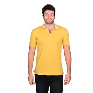 Remera Polo Manga Corta Amarillo Cítrico Gola Puño Rayas Hombre New Green