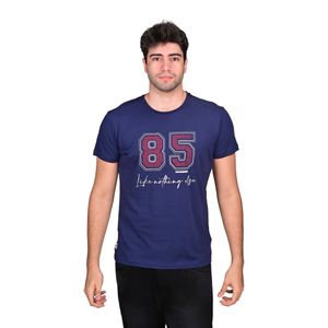 Remera Manga Corta Con Estampa Frontal "85" Azul Marino Hombre Hummer