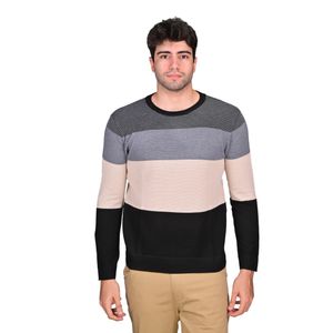 Sweater Bloques Combinado Gris Beige Negro Hombre Connection