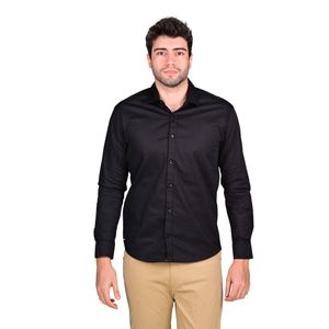 Camisa Manga Larga Lisa Tailoring Negro Hombre Connection
