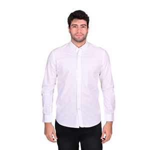 Camisa Manga Larga Texturizada A Cuadros Blanco Hombre Oscar De La Renta