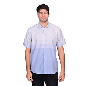 Camisa Manga Corta Bicolor Estampado Líneas Celeste Hombre Ted Lapidus