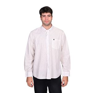 Camisa Manga Larga Estampado En Puntos Blanco Hombre Ted Lapidus