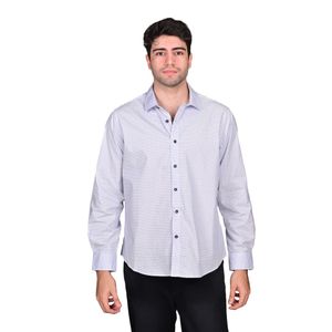 Camisa Manga Larga Patrón En Puntos Blanco Hombre Ted Lapidus