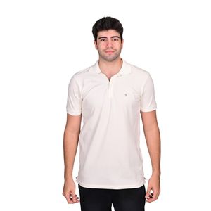 Remera Polo Manga Corta Liso Clocks Con Cremallera Marfil Hombre New Green
