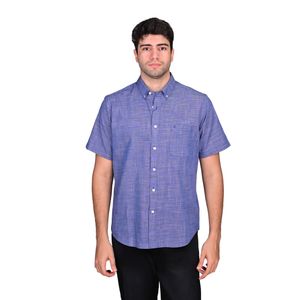 Camisa Manga Corta Líneas Horizontales Azul Hombre Ted Lapidus
