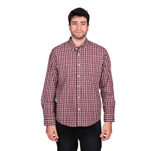 Camisa Manga Larga A Cuadro Bordó Hombre Ted Lapidus