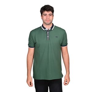 Remera Polo Manga Corta Con Detalles Bicolor Verde Hombre Ted Lapidus