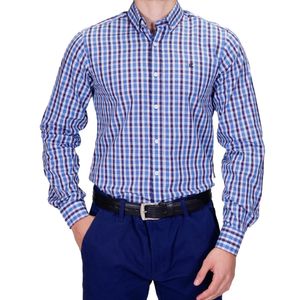 Camisa M/L Azul Cuadros Ted Lapidus
