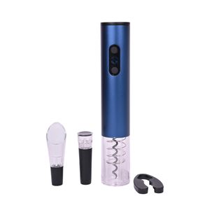 Caja Set Abrebotellas Eléctrico Con Accesorios Azul Metálico 4 Piezas