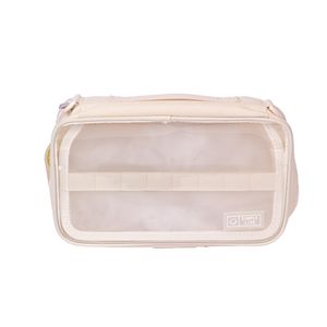 Bolsa Organizadora Con Asa Y Ventana Transparente Beige 27x15.5x8 Cm