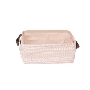 Organizador Rectangular Con Asas Laterales Estilo Étnico Beige 28x20x12 Cm