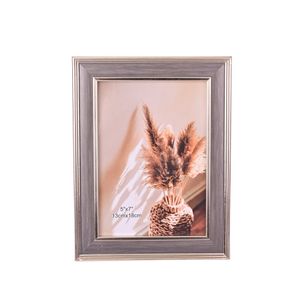 Porta Retrato Rectangular 5x7 Pulgadas Gris Oscuro Con Borde Plateado
