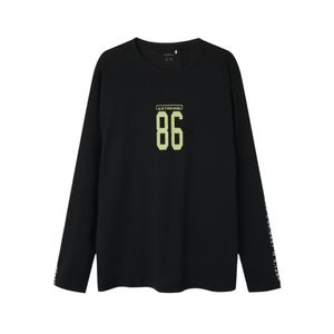 Remera Manga Larga Estampada Negro Niño Nameit
