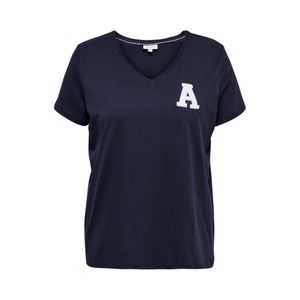 Remera Manga Corta Cuello V Estampada Azul Marino Mujer Carmakoma