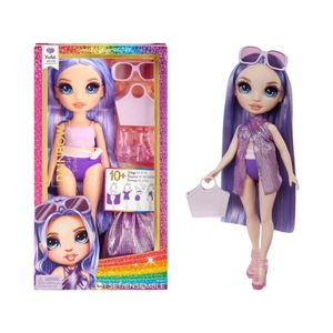 Muñecas Con Traje De Baño Y Accesorios Swim And Style Violet Rainbows