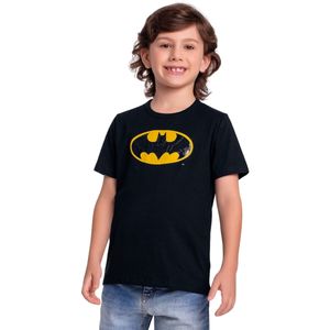 Remera Manga Corta Estampada Batman Negra Niño Fakini