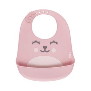 Babero De Silicona Con Bolsillo Diseño Gatito Rosa Buba