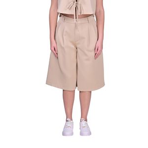 Bermuda Sastrero Con Pinzas Beige Mujer Tiare